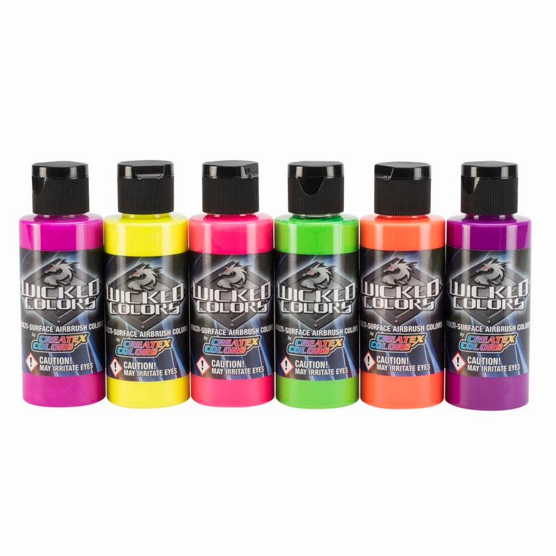 Wicked Colors Paint Sets – W103-00 2oz Wicked Fluorescent Set – Createx ...