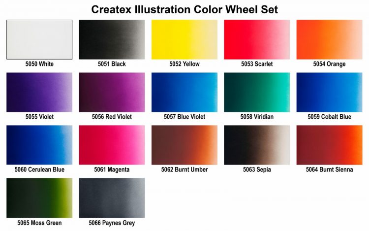 Illustration Colors Paint Sets – 5080-01 1oz. Createx Illustration Color Wheel Set