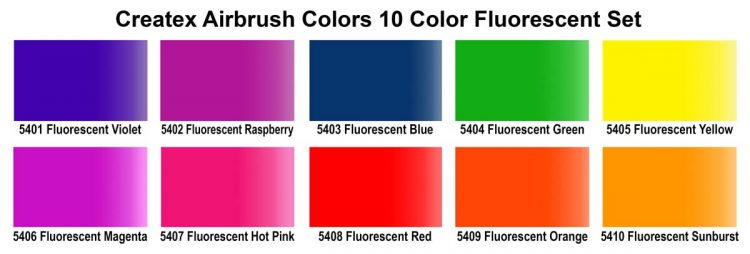 Airbrush Colors Paint Sets – 5817-00 2oz. AB 10 Color Fluorescent Set